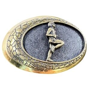 Vintage 1982 Raintree Runner Belt Buckle Brass Silver Tone Jogging Marathon